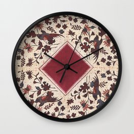 Tetragon Jungle Fowl Traditional Indonesian Batik Pattern Wall Clock
