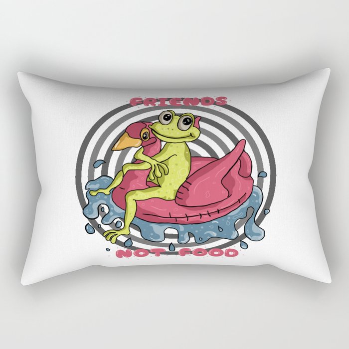 Friends not food frog and flamingo Design T-Shirt Rectangular Pillow
