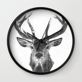 Elk Antler Black and White Sketch Wall Clock