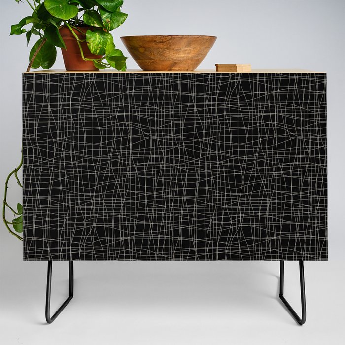 Black and Taupe Abstract Mosaic Grid Pattern Pairs DE 2022 Trending Color Reclaimed Wood DET625 Credenza