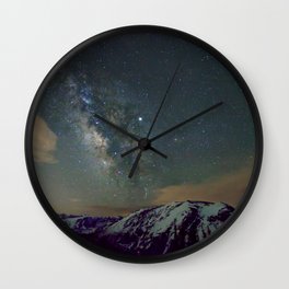 Watercolor Nightscape Milky Way Ute Trail, Rocky Mountain National Park, CO Wall Clock