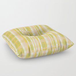 Spring Plaid Pattern in Light Retro Avocado Green, Blush, Marigold, and Cream Floor Pillow