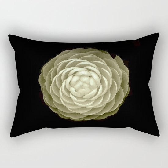 cream camelia on black background Rectangular Pillow
