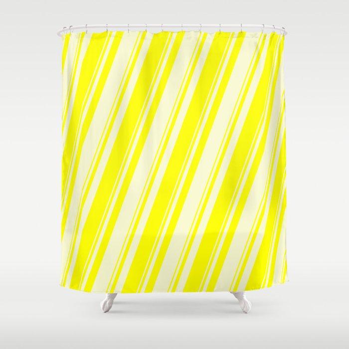 Yellow and Light Yellow Colored Lines/Stripes Pattern Shower Curtain