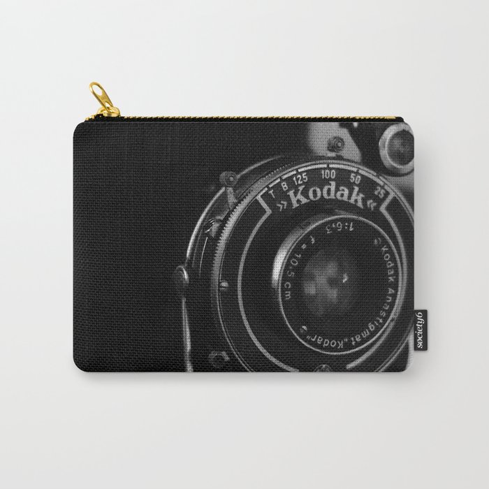 Vintage Analog Kodak Camera Close-up | Black & White | Product Photography | Fine Art Photo Print Carry-All Pouch