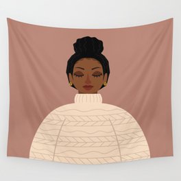 messy bun cozy sweater Wall Tapestry