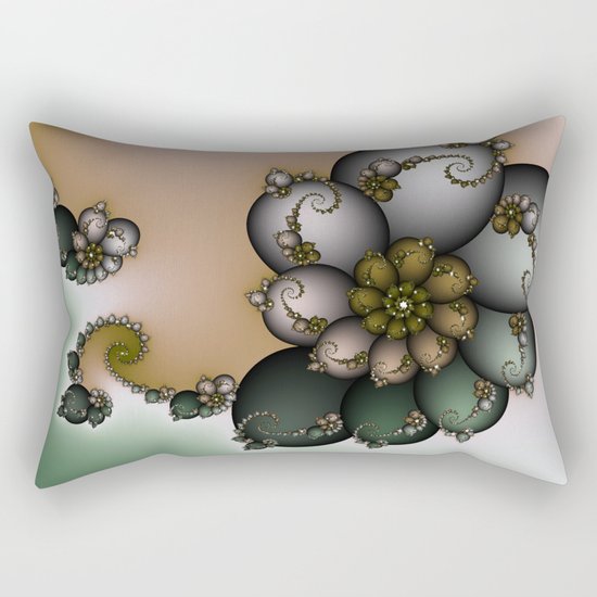 Trinket Flower Fractal Rectangular Pillow