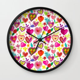 Colorful Hearts pattern Wall Clock