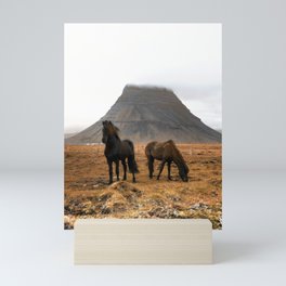 Wild Horses at Kirkjufell Mini Art Print
