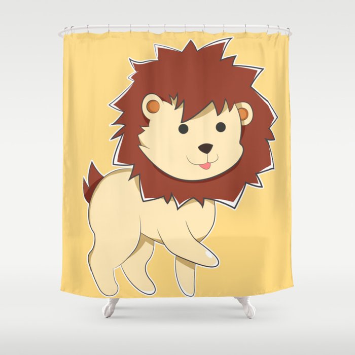 Happy Cartoon Baby Lion Shower Curtain