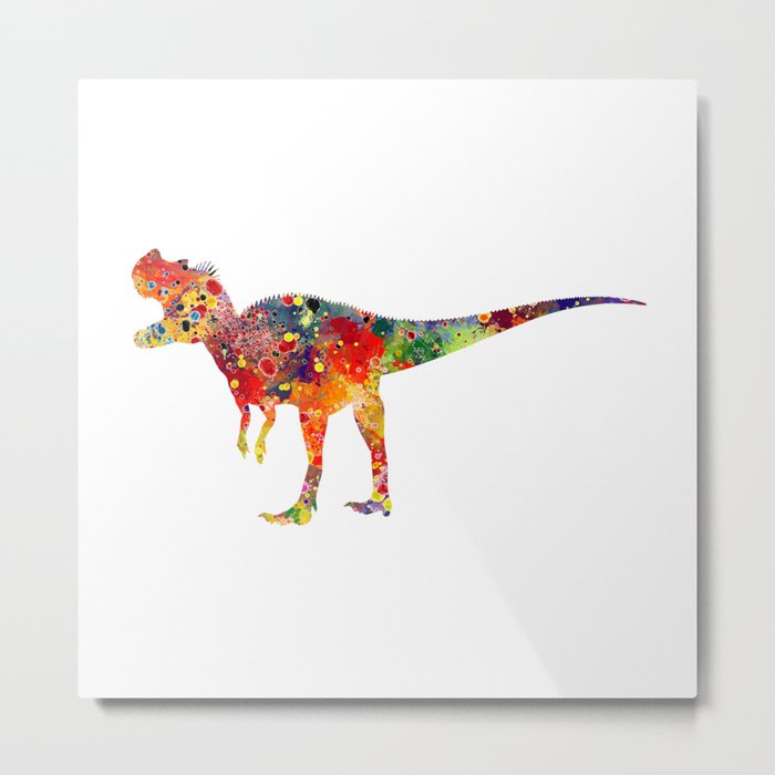 Ceratosaurus Dinosaur Art Colorful Watercolor Art Gift Prehistoric Art Animals Lovers Art Kids Gifts Metal Print