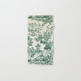 Green Toile de Jouy Hand & Bath Towel