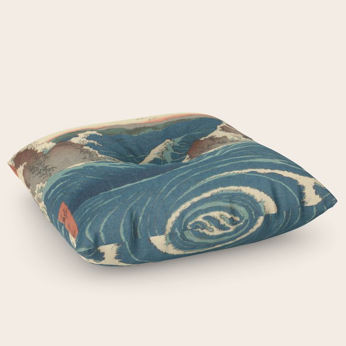 Vintage Poster Japanese Wave Floor Pillow By Mosfunky Society6