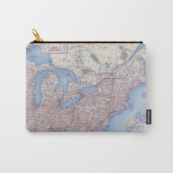 Highway Map Northeastern Section of the United States. - Vintage Illustrated Map-road map Carry-All Pouch