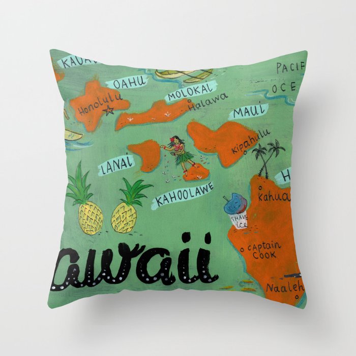 HAWAII map Throw Pillow by chengel | Society6