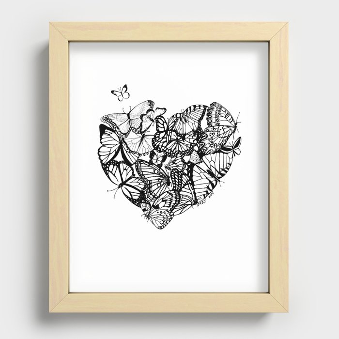Butterflies +heart  Recessed Framed Print