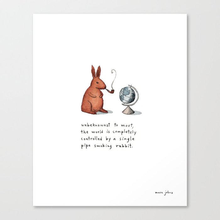 Pipe-smoking rabbit Canvas Print