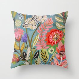 Butterfly Floral Throw Pillow