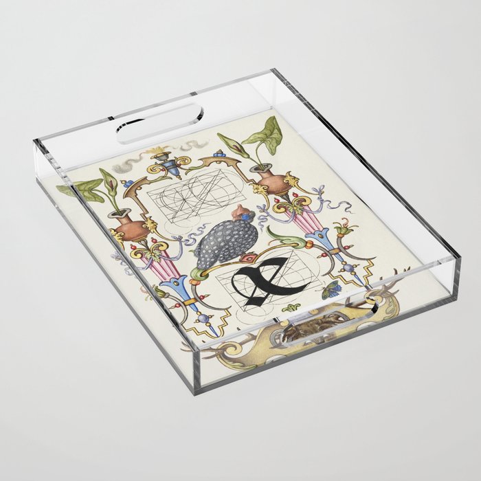 Vintage calligraphy art poster Acrylic Tray