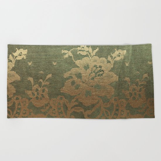 Green Lace Velvet Beach Towel