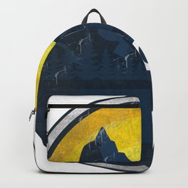 Vintage Mountains With Sunrise "Go Out" Font Backpack