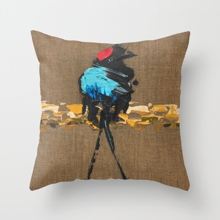 Long-tailed manakin Throw Pillow