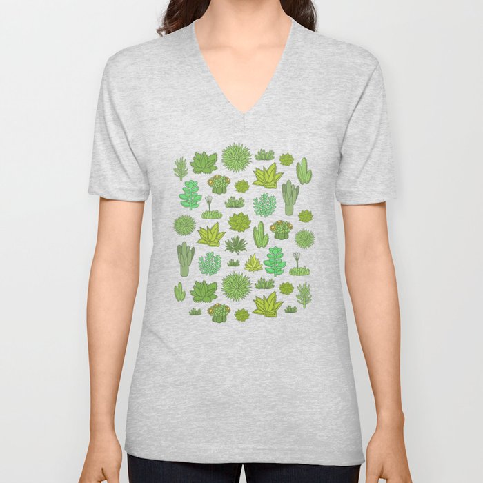Succulents V Neck T Shirt