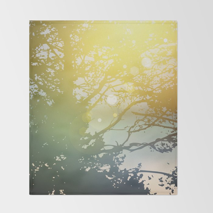 Summer Design Forest Trees Nature Green Wood Sunlight Natural Green Background Throw Blanket