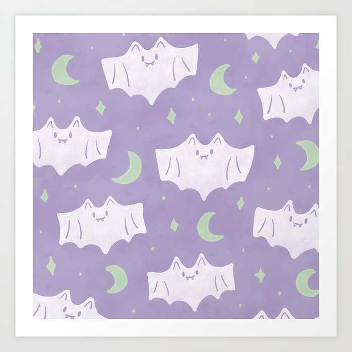 Vampire Ghost Bats Art Print