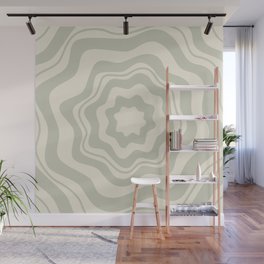 boho floral - cream and light sage Wall Mural