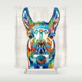 Colorful Llama Art - The Prince - By Sharon Cummings Shower Curtain