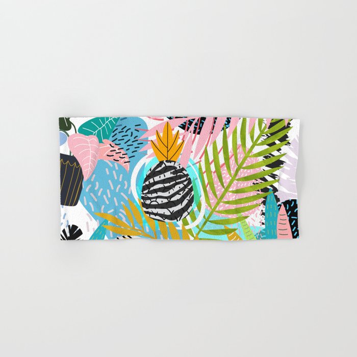 abstract palm leaves Hand & Bath Towel