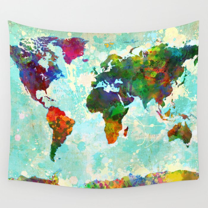 Abstract Map Of The World Wall Tapestry By Redssr03