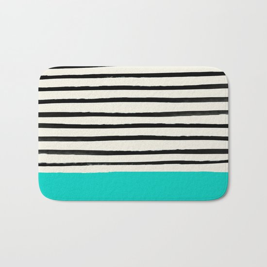 Aqua & Stripes Bath Mat