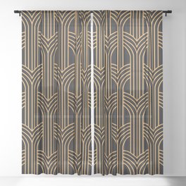 Seamless Art Deco Pattern. Vintage geometric minimalistic background. Abstract Luxury Illustration. Vintage Sheer Curtain