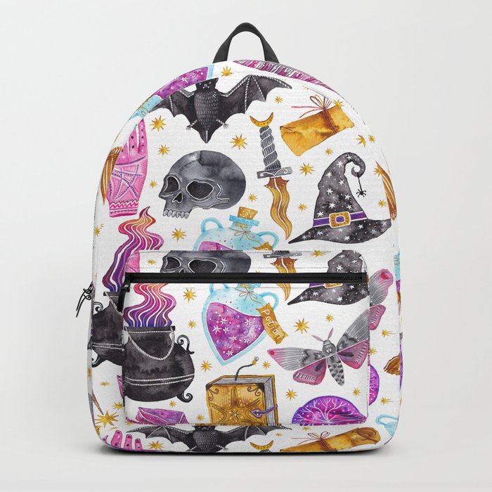 Pink gold black watercolor hand painted halloween pattern Backpack
