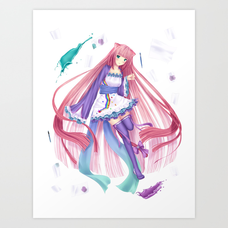 Colorful Anime Girl Art Print By Ximbixill Society6