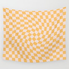 Check I - Yellow Twist — Checkerboard Print Wall Tapestry