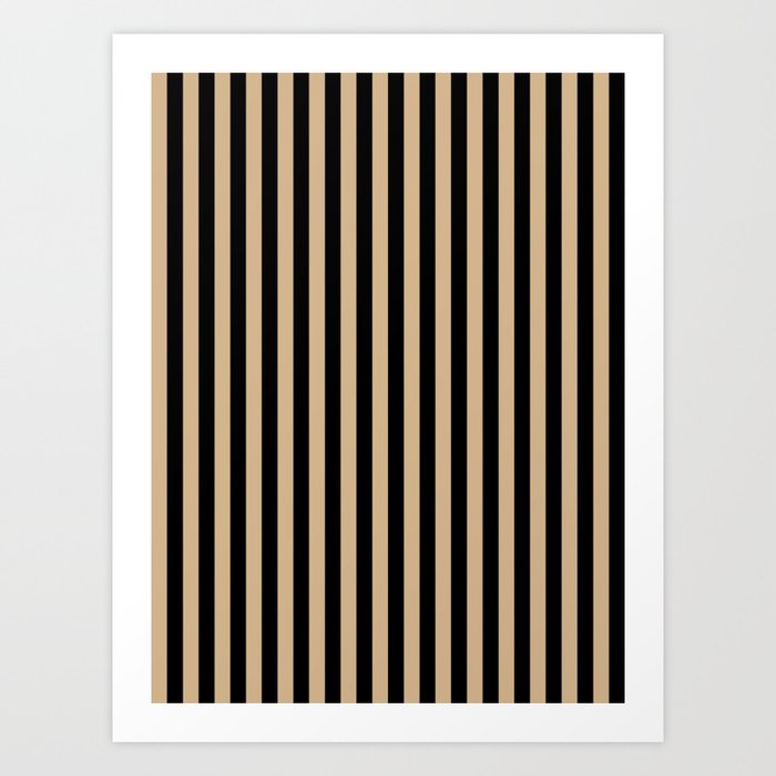 Tan Brown and Black Vertical Stripes Art Print