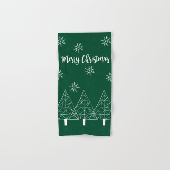 Merry Christmas Green Hand & Bath Towel