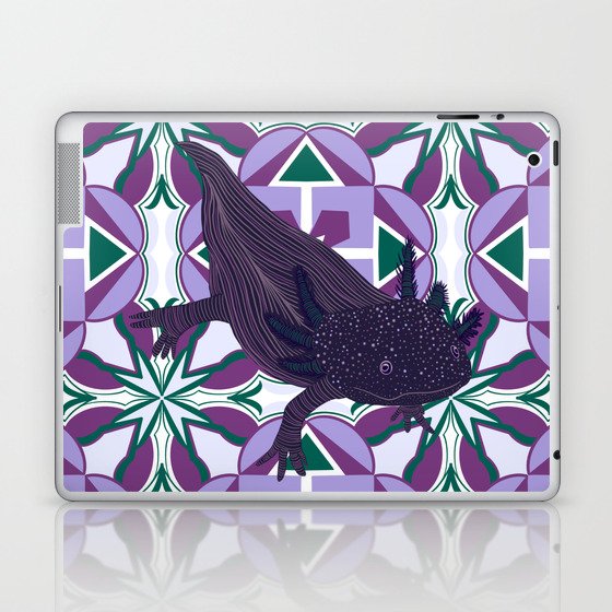 Cute axolotl - purple and green Laptop & iPad Skin