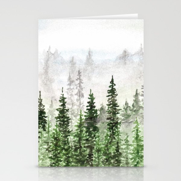 Pine Tree Forest In The Fog Stationery Cards By Ahockenberry Society6