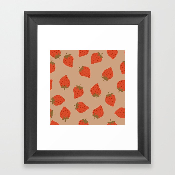 Hand drawn Summer Strawberries Framed Art Print