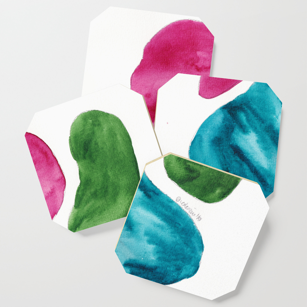 11 190724 Shapes Studies Watercolour Painting Coasters by valourine