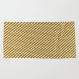 [ Thumbnail: Grey & Dark Goldenrod Colored Lined Pattern Beach Towel ]