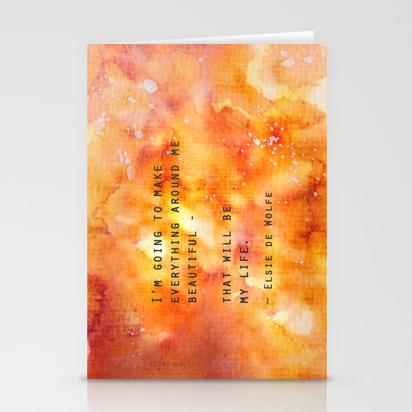 Make Everything Beautiful - inspirational quote on watercolor abstract Stationery Cards