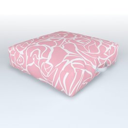 Traditional Pink Rose Floral Print Outdoor Floor Cushion