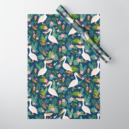 Floral Pelican Wrapping Paper