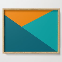 Jag - Minimalist Angled Geometric Color Block in Orange, Teal, and Turquoise Serving Tray