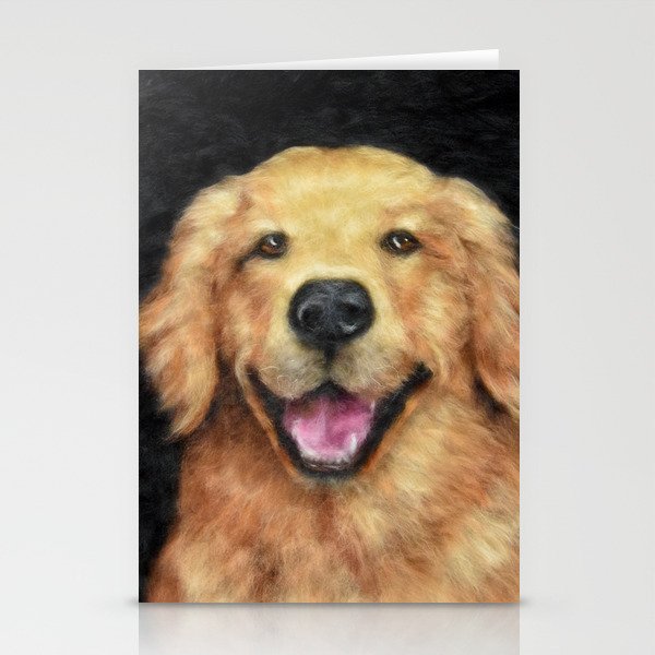 Golden retriever dog wool portrait print Stationery Cards